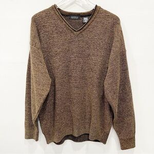 Segreto Brown Tan Knit V-Neck Sweater Wool Blend Men’s Medium